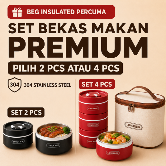 Lunch Box Stainless Steel + Free Bag