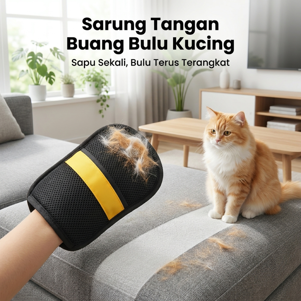 Sarung tangan buang bulu kucing
