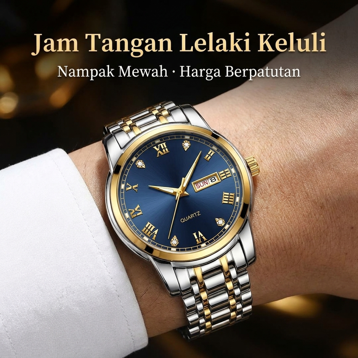 Jam tangan lelaki keluli dua tona