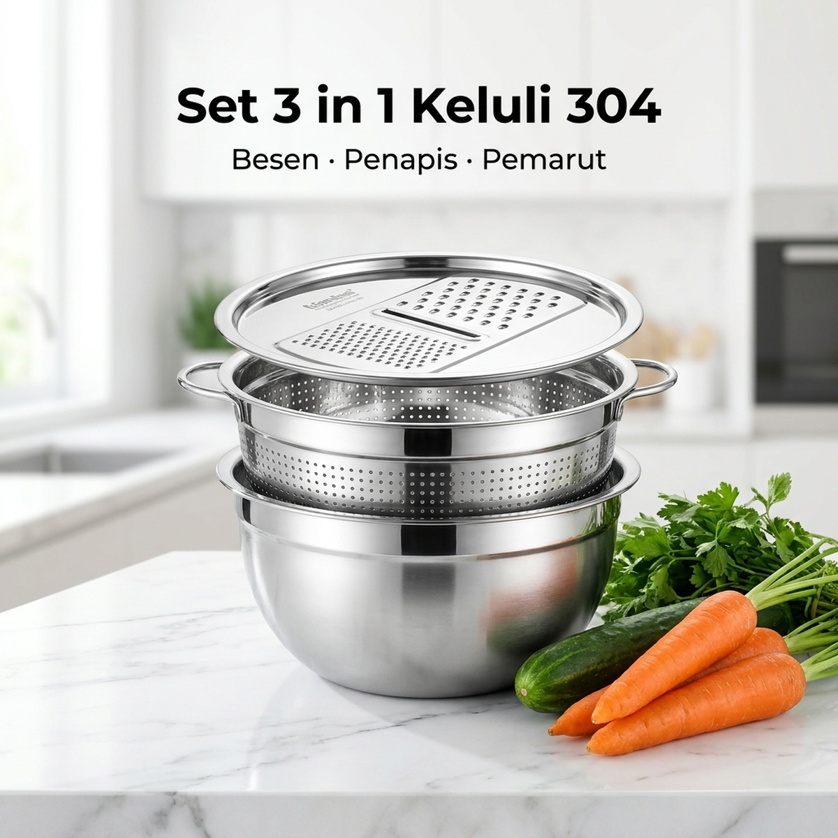 Set 3 in 1 Keluli 304
