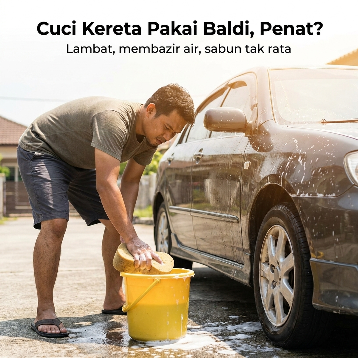 Cuci Kereta Pakai Baldi, Penat?
