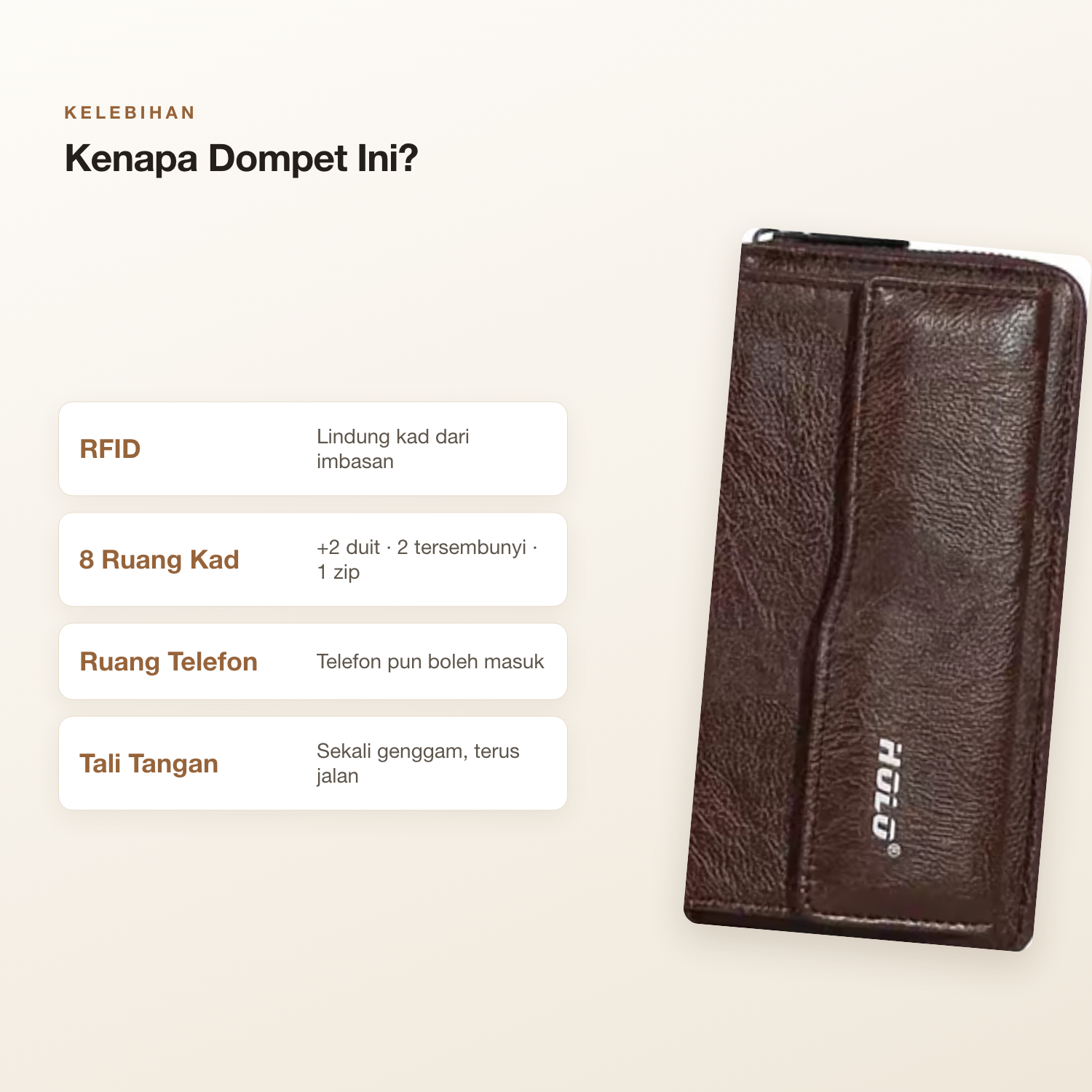 RFID 8 ruang kad ruang telefon tali tangan