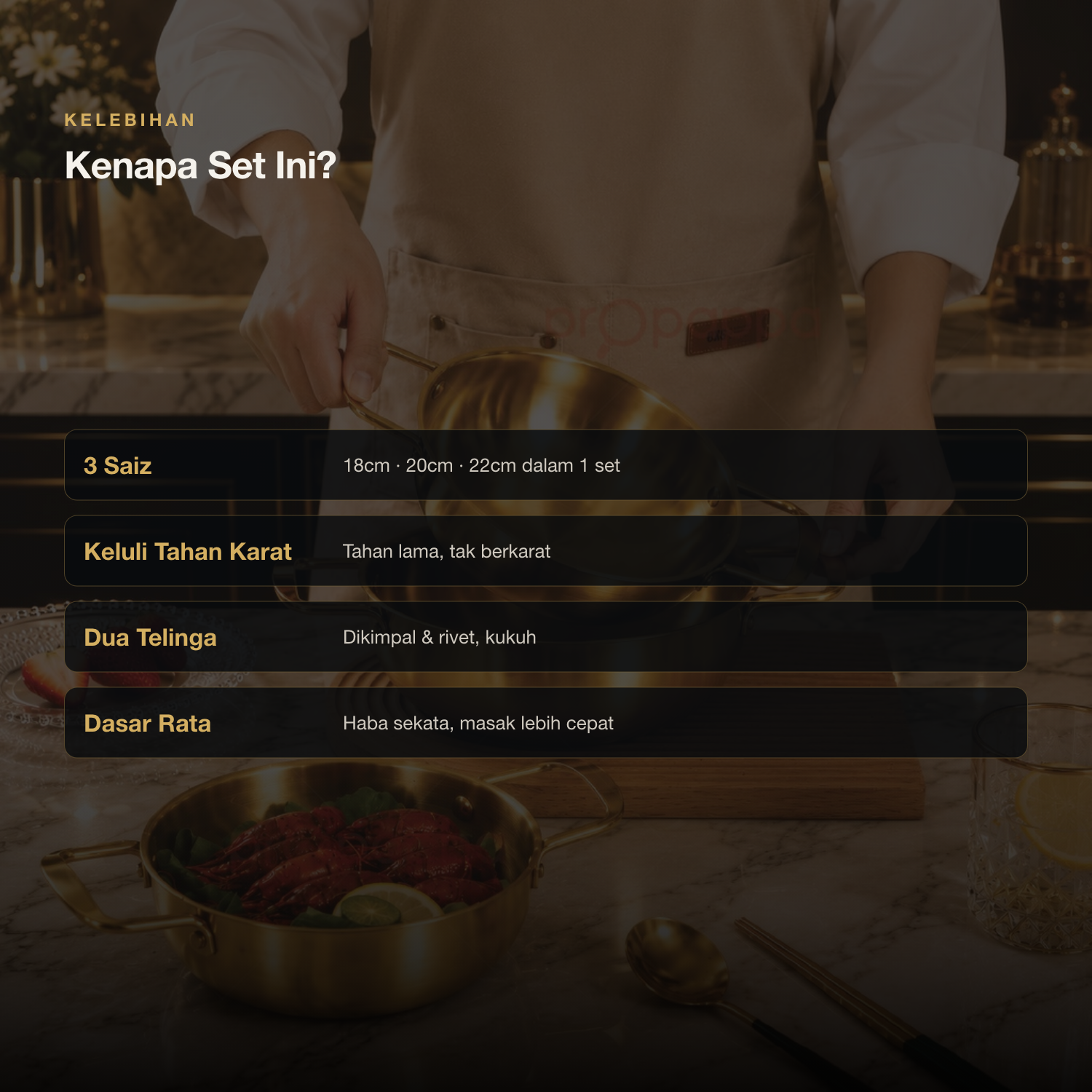 Keluli tahan karat telinga kukuh dasar rata