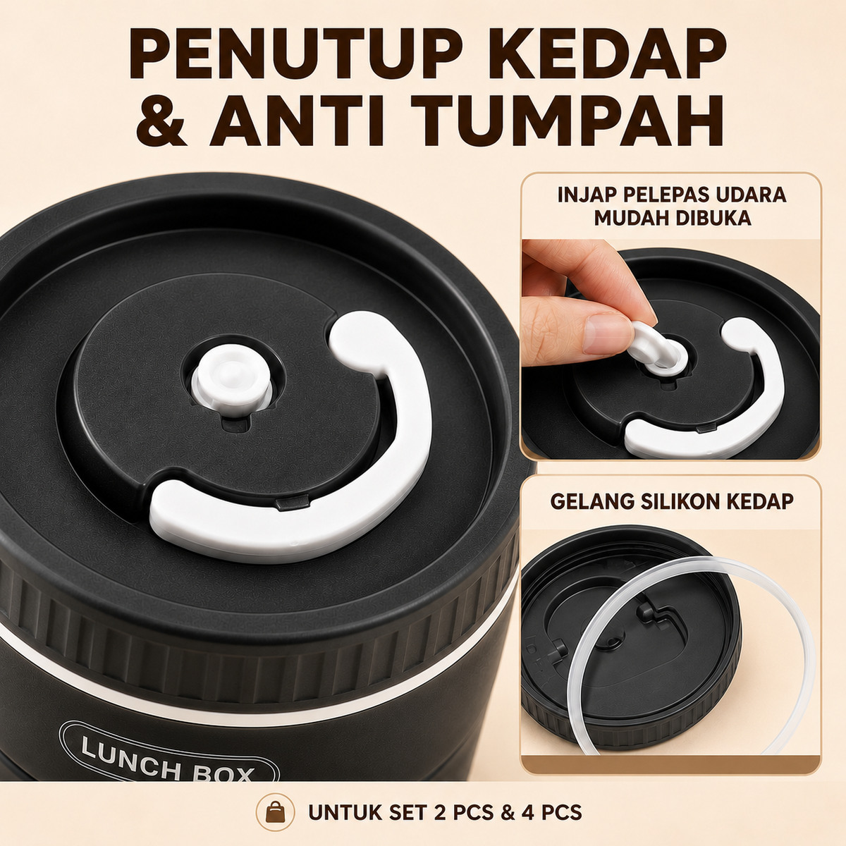 Lunch Box Stainless Steel + Free Bag