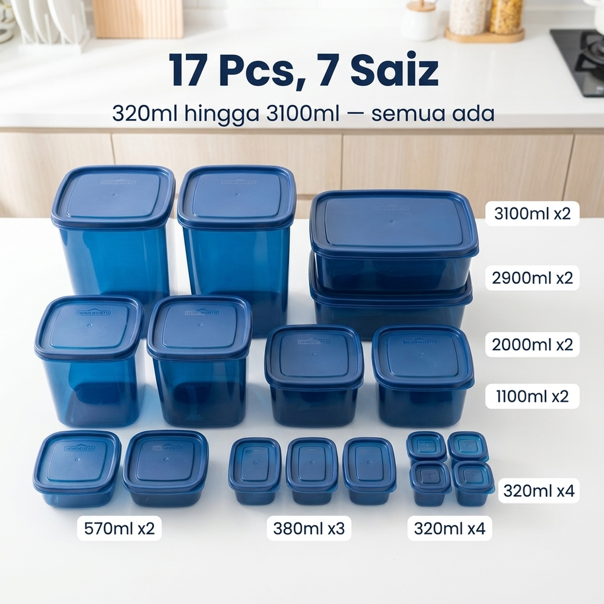 17 Pcs, 7 Saiz