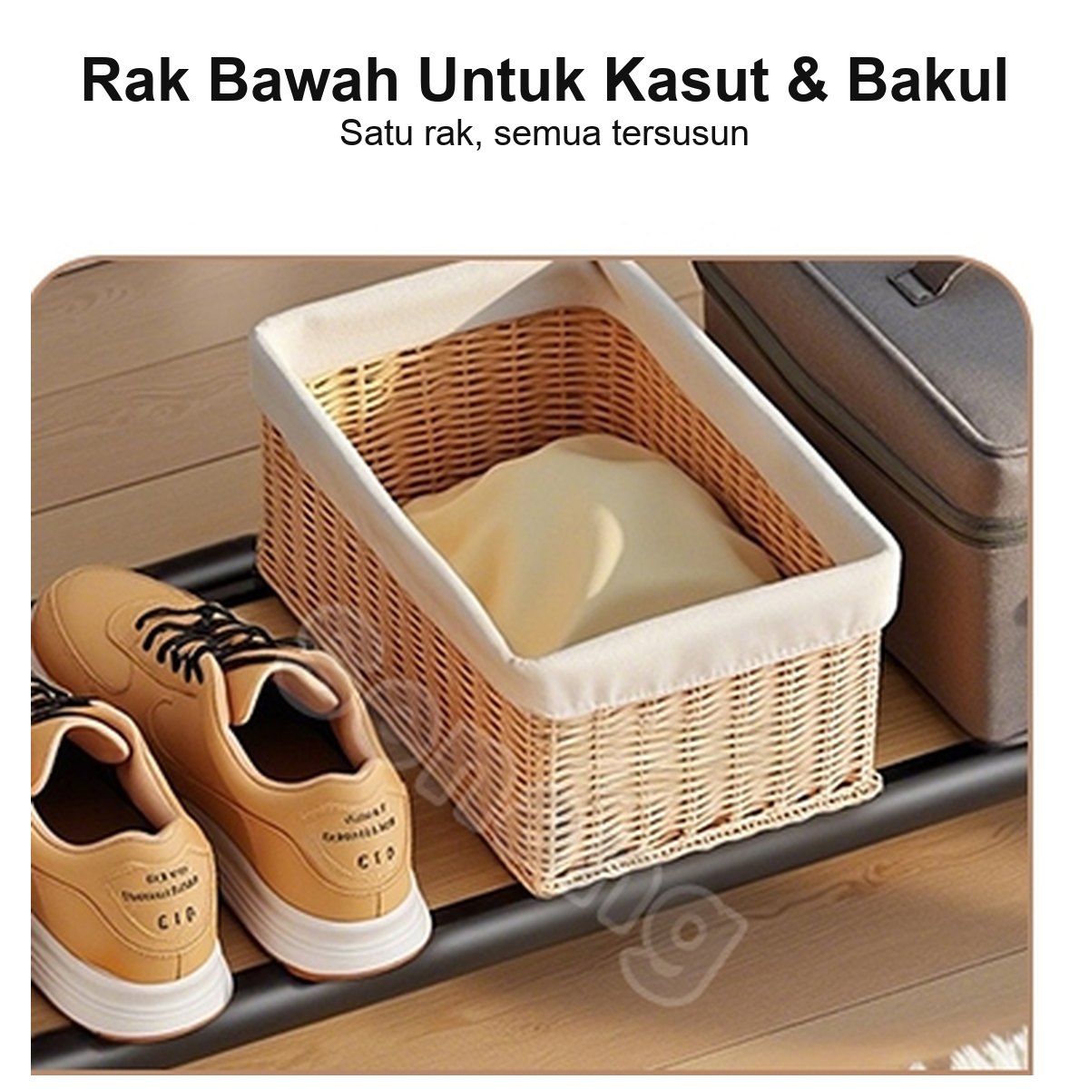 Rak bawah untuk kasut dan bakul