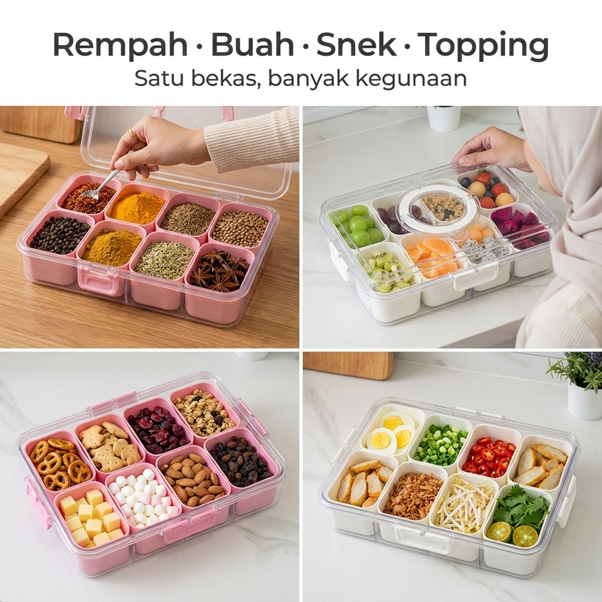 Rempah · Buah · Snek · Topping