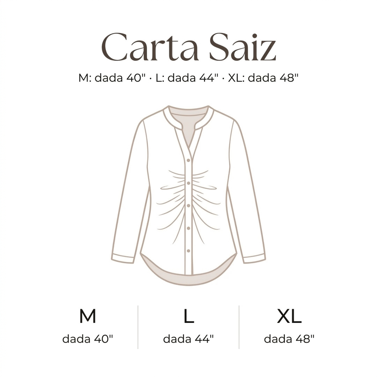 Carta saiz M L XL