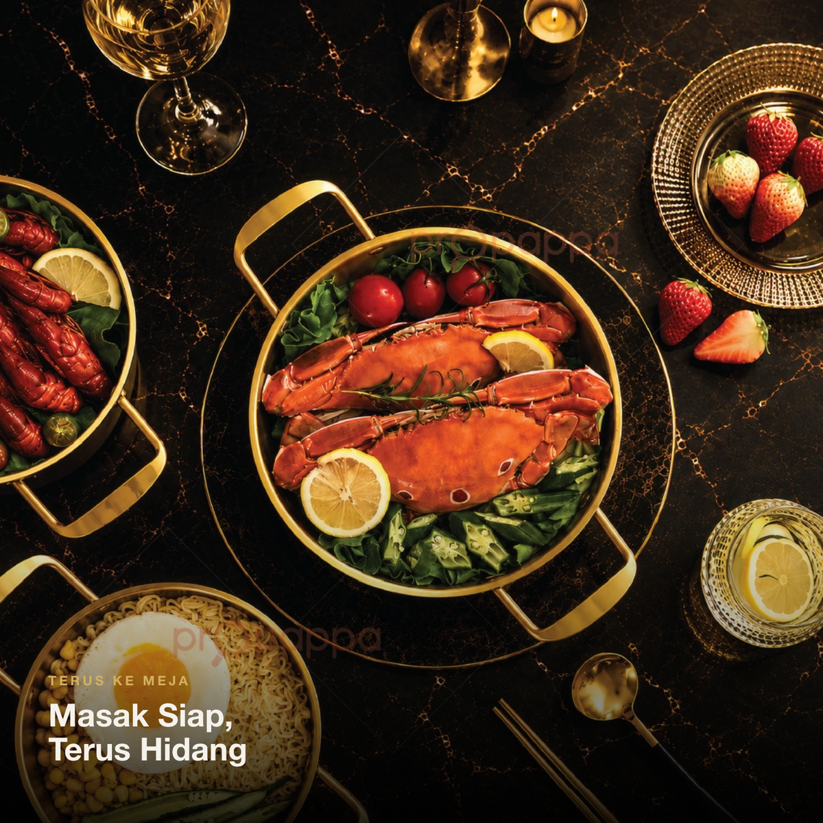 Masak siap terus hidang atas meja