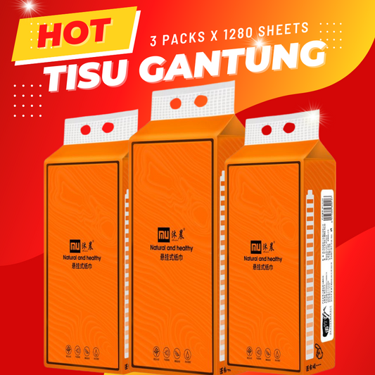 Tisu Gantung (3 Pek=1 Kotak Besar ada 4500 keping) Guna 1 tahun