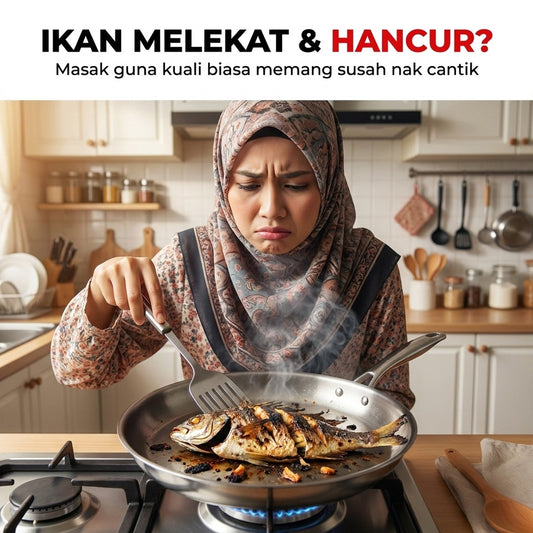 Ikan melekat dan hancur masak guna kuali biasa