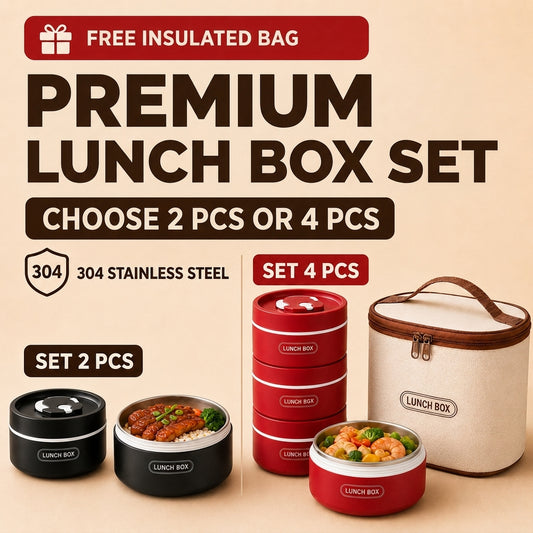 Premium lunch box set with free insulated bag