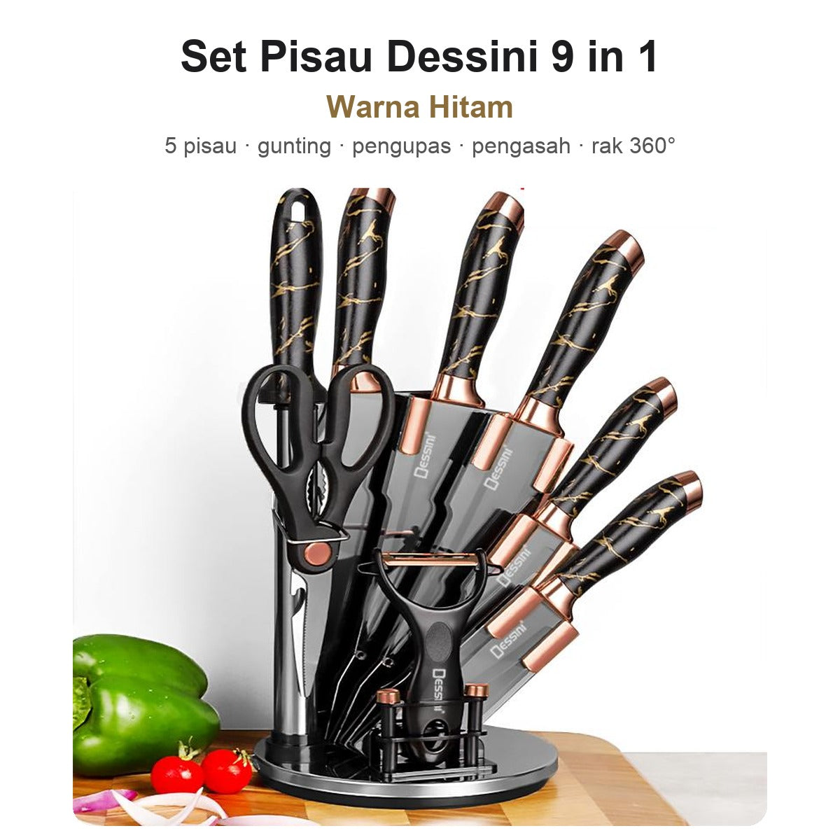 Set Pisau Dessini 9 in 1 - Warna Hitam