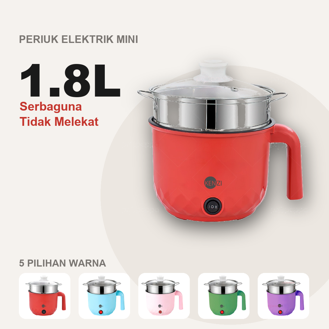 Periuk elektrik mini 1.8L serbaguna 5 warna non stick