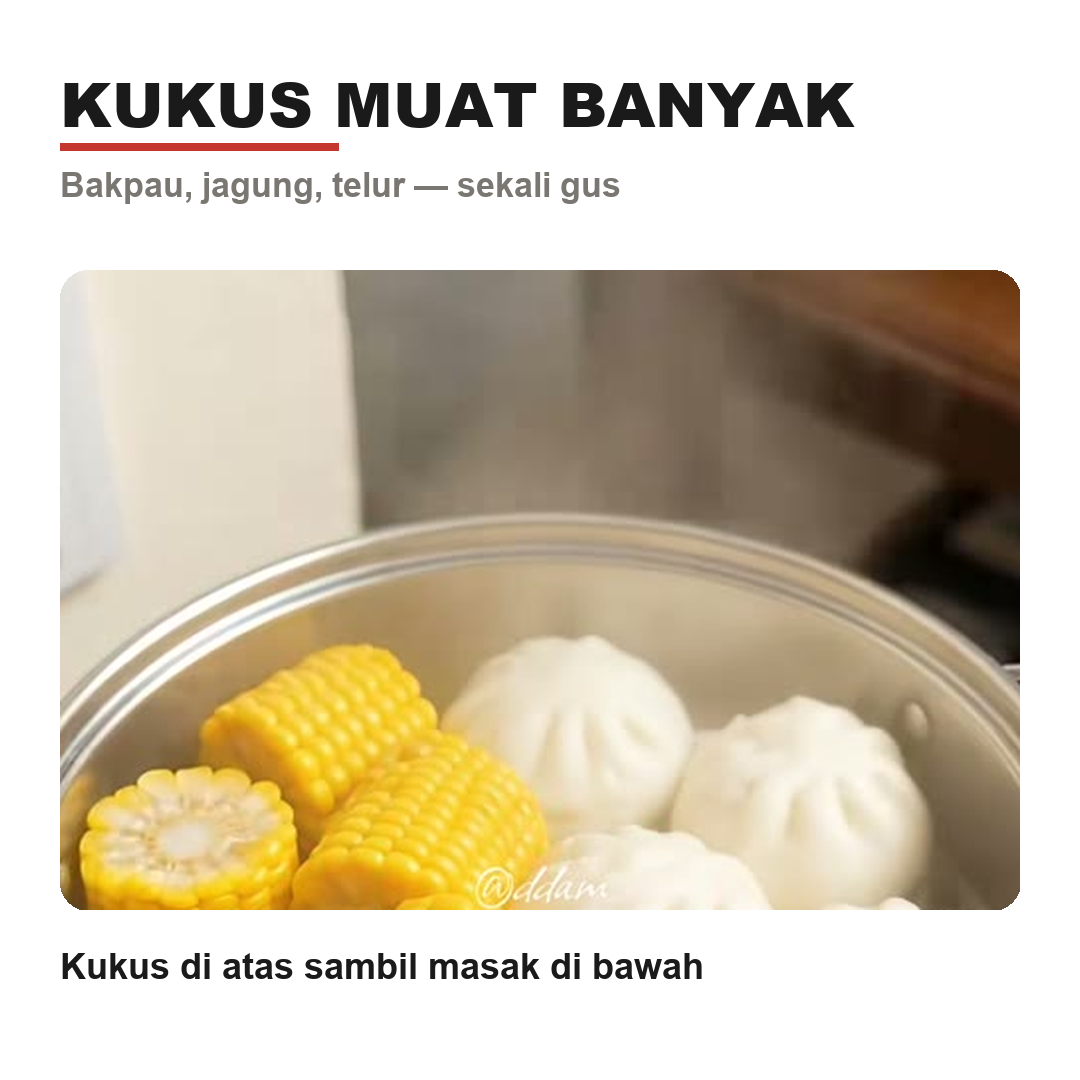 Dulang kukus muat bakpau jagung telur