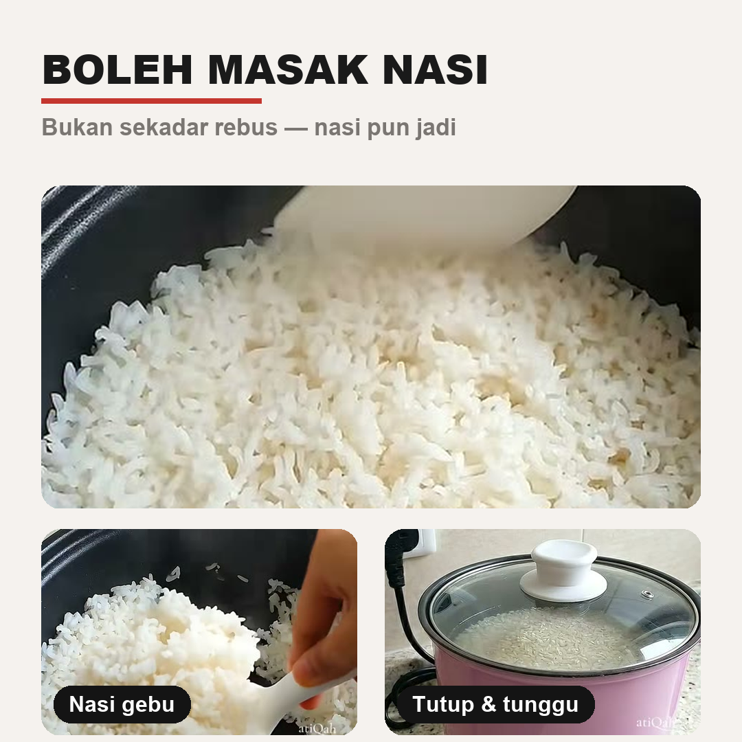 Boleh masak nasi dalam periuk elektrik mini