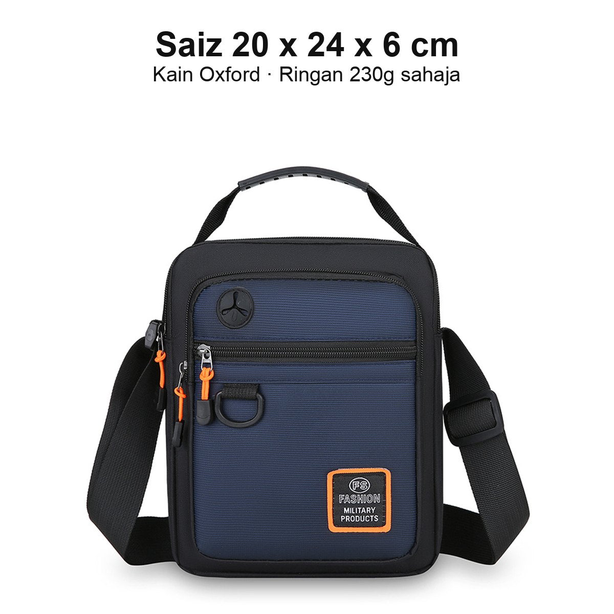 Saiz 20x24x6 cm kain Oxford ringan 230g